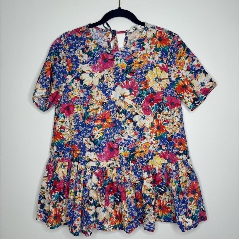 Zara floral peplum top size small